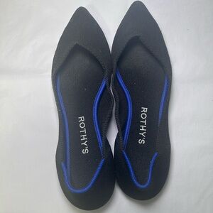 Rothy's Black Flats with Blue Trim